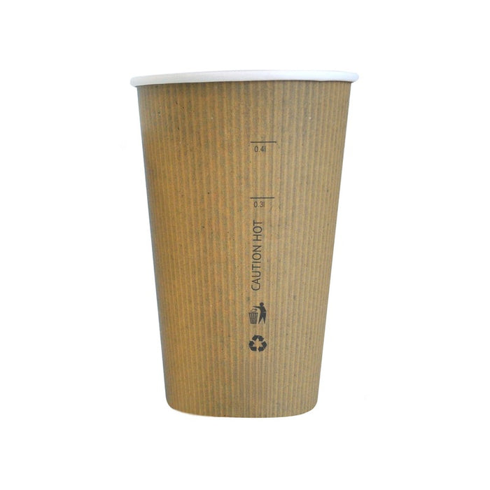 Vaso Nature Cup de cartón kraft estriado H132mm 450ml