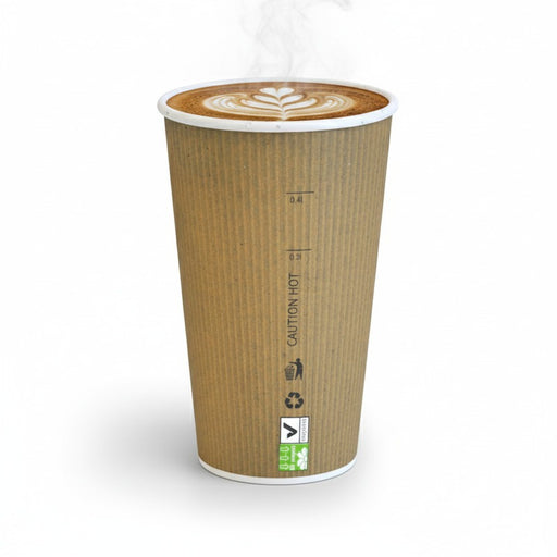 Vaso Nature Cup de cartón kraft estriado H132mm 450ml