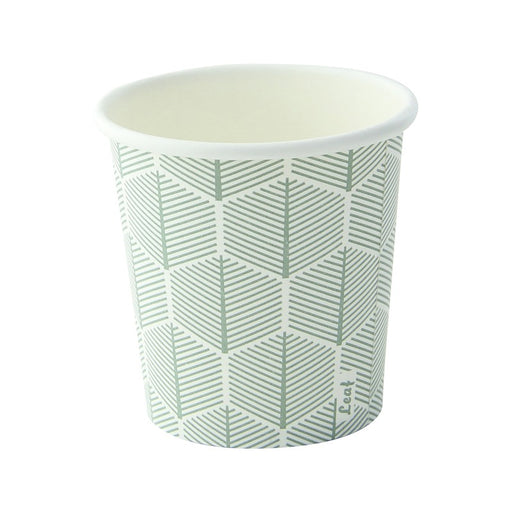 Vaso de cartón blanco con decoración de hojas H62mm 120ml