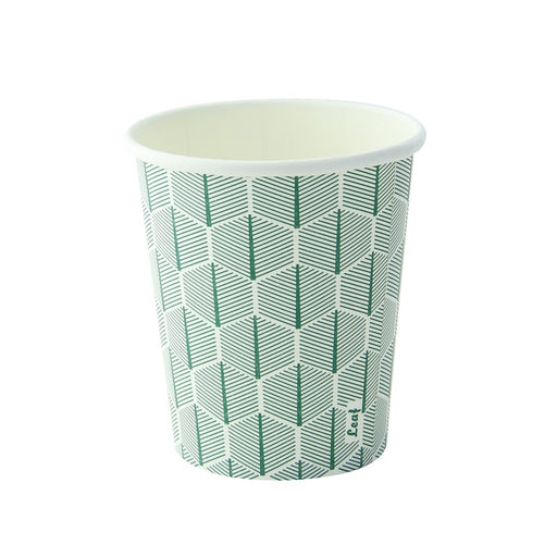 Vaso de cartón blanco con decoración de hojas H80mm 180ml