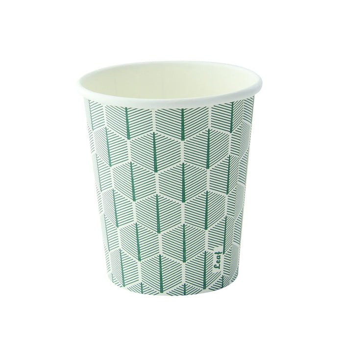 Vaso de cartón blanco con decoración de hojas H80mm 180ml