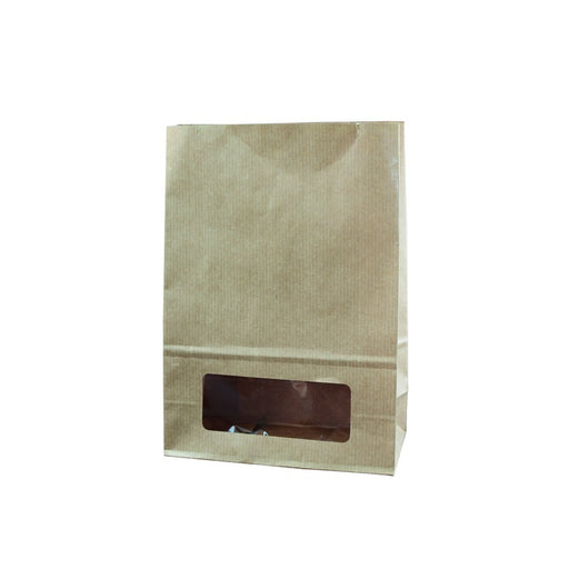 Bolsa Bloomer kraft con ventana PE 150x75mm H220mm