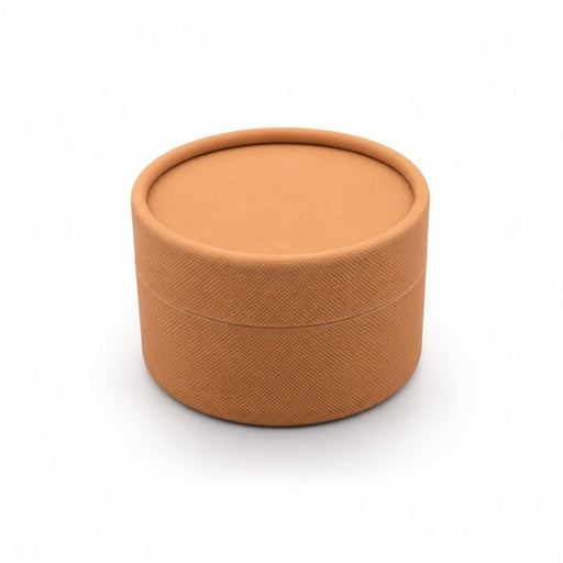 Caja tubo de cartón kraft, tapa, forro blanco H55mm 125ml