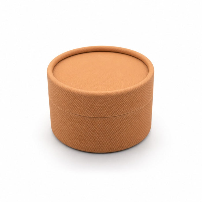 Caja tubo de cartón kraft, tapa, forro blanco H55mm 125ml