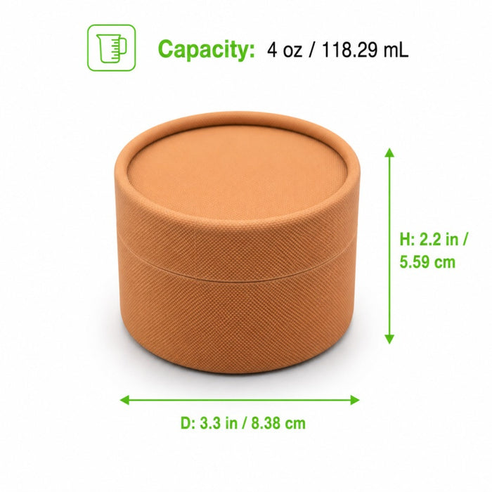 Caja tubo de cartón kraft, tapa, forro blanco H55mm 125ml