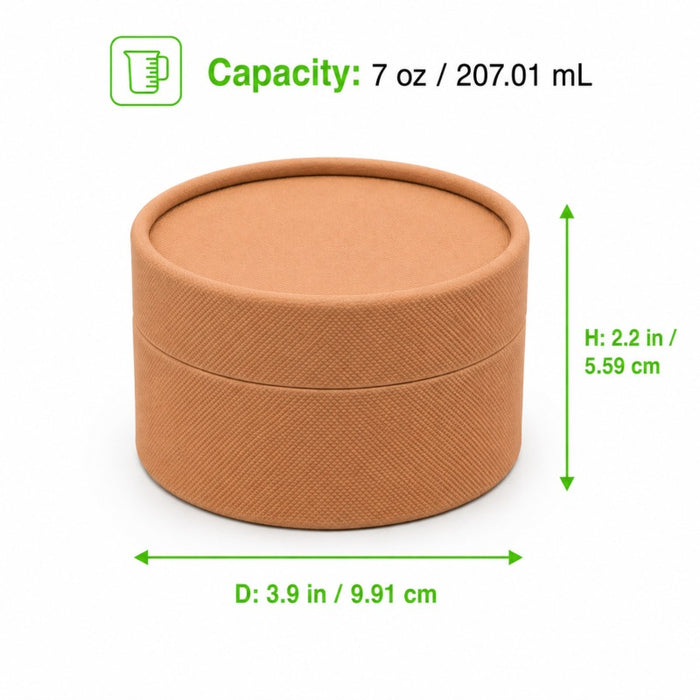 Caja tubo de cartón kraft, tapa, forro blanco H55mm 200ml