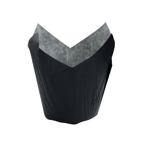 Papel negro tulipa de cocción antigrasa 110x110mm A60mm - 1200Uds