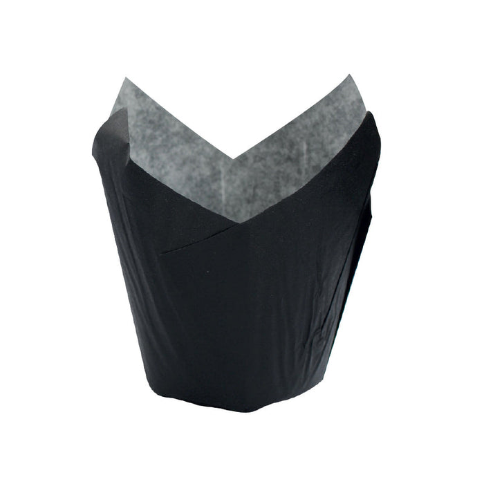 Papel negro tulipa de cocción antigrasa 110x110mm A60mm - 1200Uds