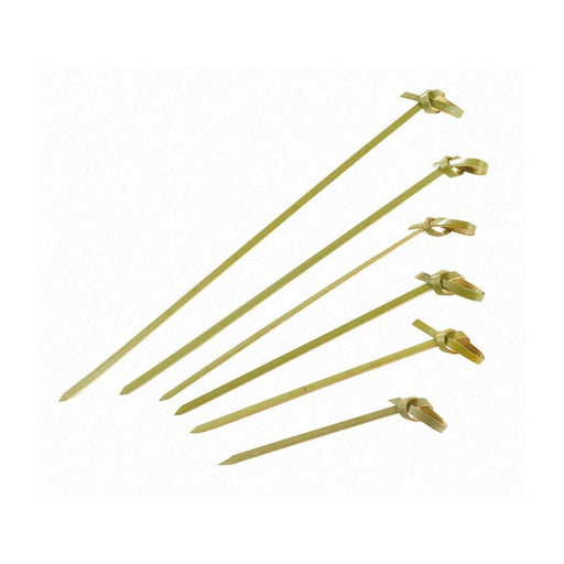 Pincho de bambú Noshi con extremo en punta y decoración en bucle H120mm - 2000Uds