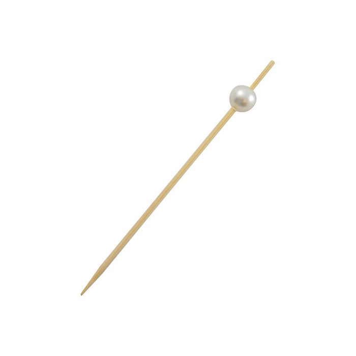 Pincho de bambú con perla blanca en el extremo 90mm - 2000Uds