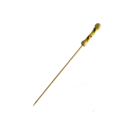 Pincho de bambú Fuji con extremo decorativo amarillo H112mm - 2000Uds