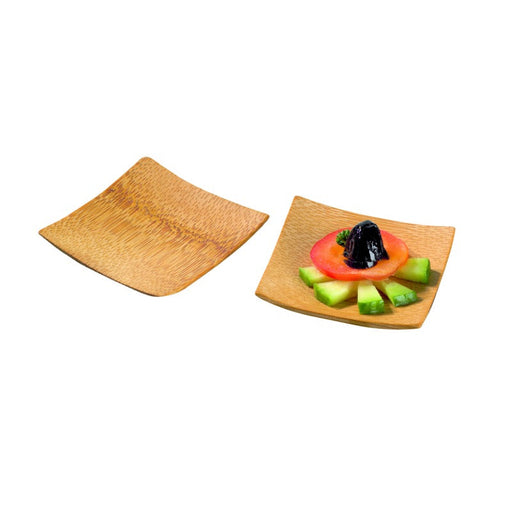 Mini plato de degustación cuadrado de bambú "Krabi" 60x60mm - 144Uds