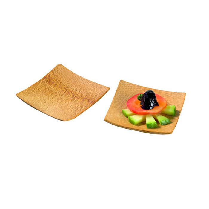 Mini plato de degustación cuadrado de bambú "Krabi" 60x60mm - 144Uds