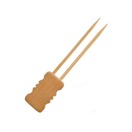 Pincho de bambú Mbola de doble rama con extremo de bloque de bambú 150mm - 480Uds