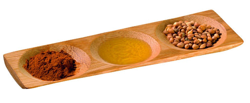 Plato de degustación de bambú 3 compartimentos PATONG 180x60mm A10mm - 96Uds