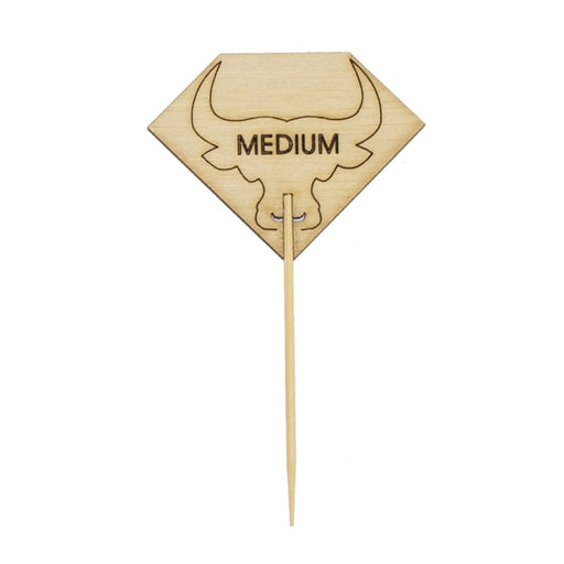 Pincho para carne de bambú con decoración de cabeza de toro, cocción media (al punto) 54mm A95mm - 1000Uds