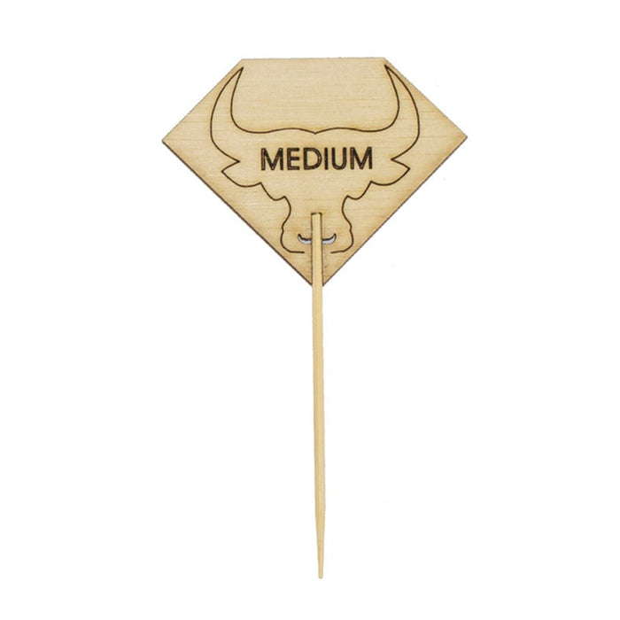 Pincho para carne de bambú con decoración de cabeza de toro, cocción media (al punto) 54mm A95mm - 1000Uds