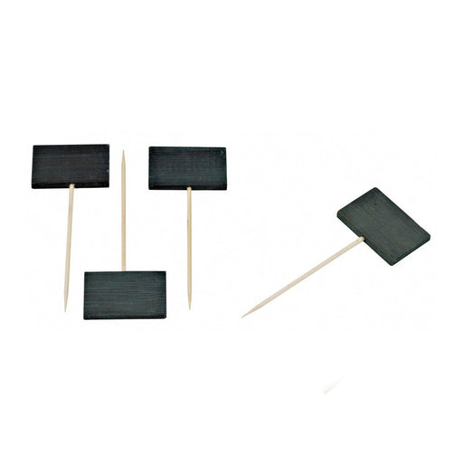 Pincho de bambú Tikon con extremo de panel negro 90mm - 400Uds