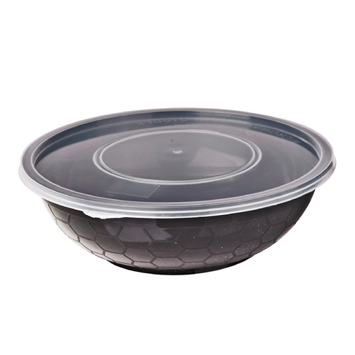 Bol negro redondo PP con tapa transparente 720ml Ø185mm A53mm - 150Uds