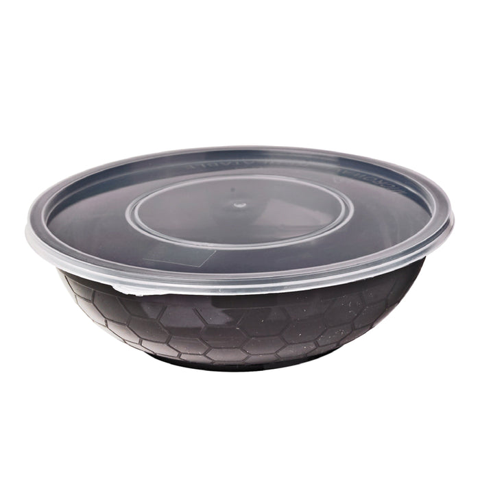 Bol negro redondo PP con tapa transparente 720ml Ø185mm A53mm - 150Uds