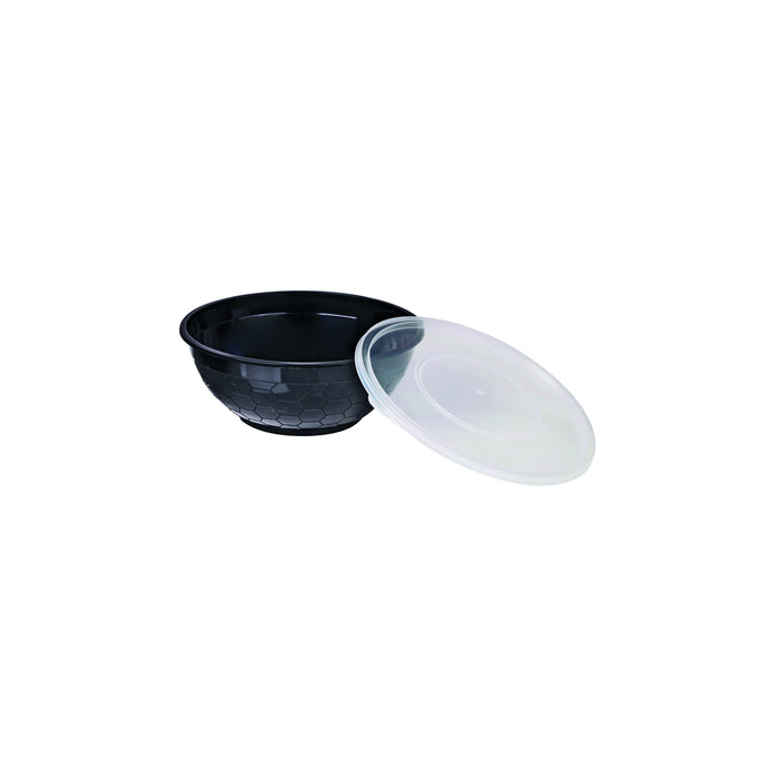 Bol negro redondo PP con tapa transparente 200ml Ø92mm A59mm - 500Uds