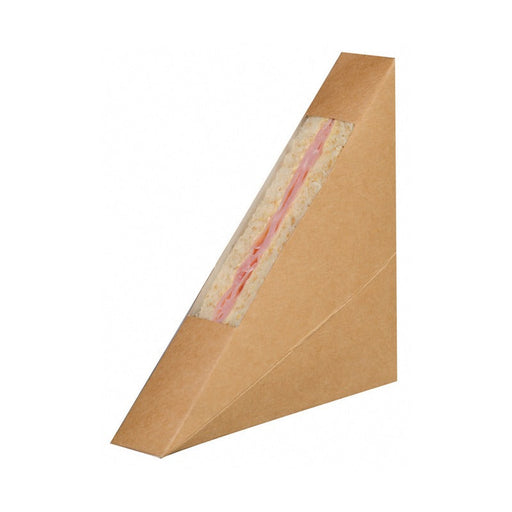 Envase Kraft simple con ventana para sandwich triangular 26x123mm A123mm - 500Uds