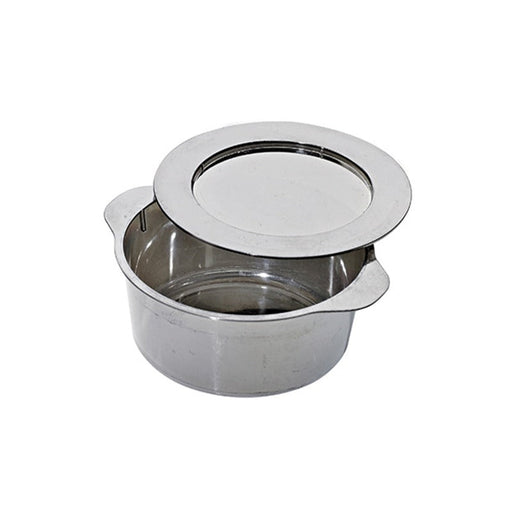 Mini cazuela redonda plateada con tapa en PS Ø69mm A34mm - 144Uds