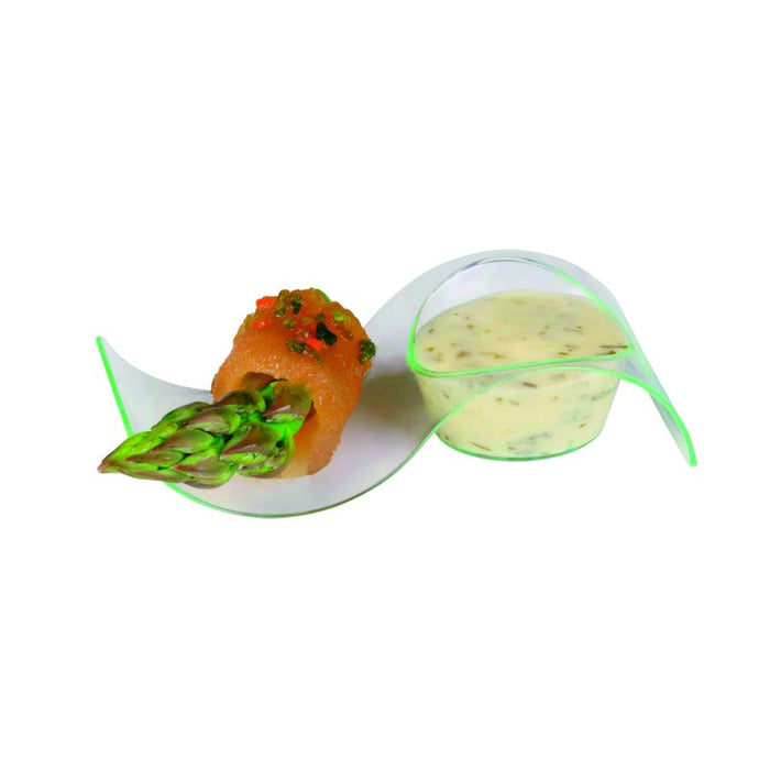 Mini plato para degustación verde forma onda GIZMO en PS 100x40mm A24mm - 200Uds