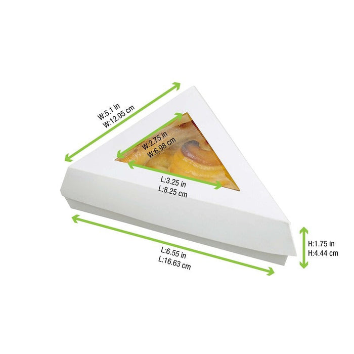 Caja triángular de blanco kraft con tapa ventana 155x130mm A45mm - 200Uds