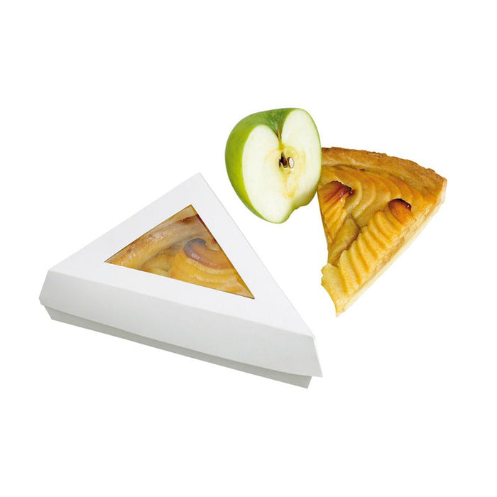 Caja triángular de blanco kraft con tapa ventana 155x130mm A45mm - 200Uds