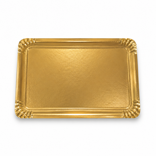 Bandeja de cartón de doble cara, parte superior dorada/inferior blanca 190x280mm - 100Uds