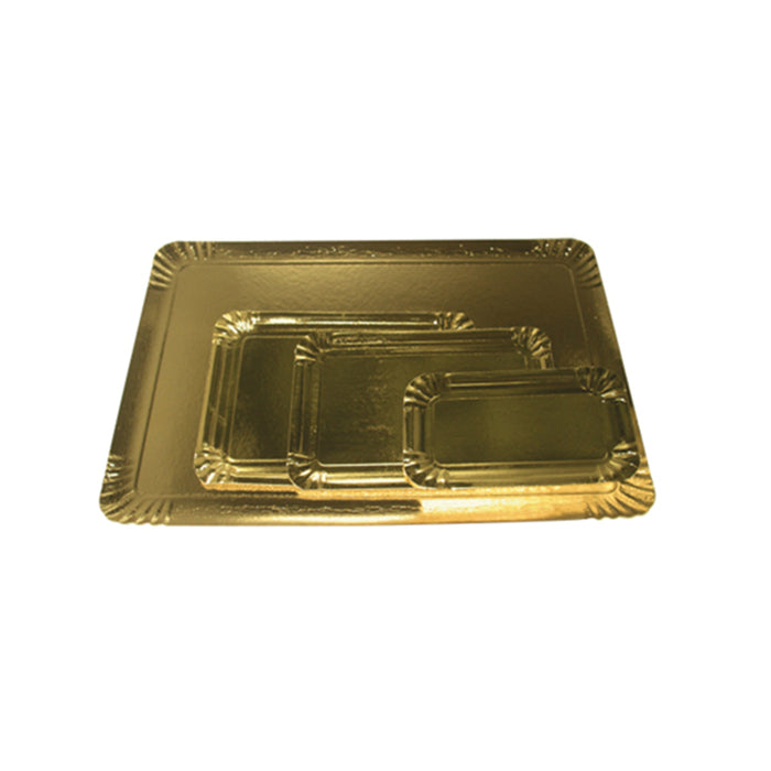 Bandeja de cartón de doble cara, parte superior dorada/inferior blanca 190x280mm - 100Uds