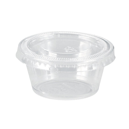 Salsera redonda transparente PET con tapa plana 60ml Ø62mm A32mm - 900Uds