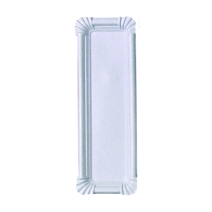 Plato rectangular de cartón reciclado blanco 230x80mm - 2000Uds