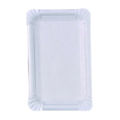 Plato rectangular de cartón blanco 200 gsm 150x90mm - 3000Uds
