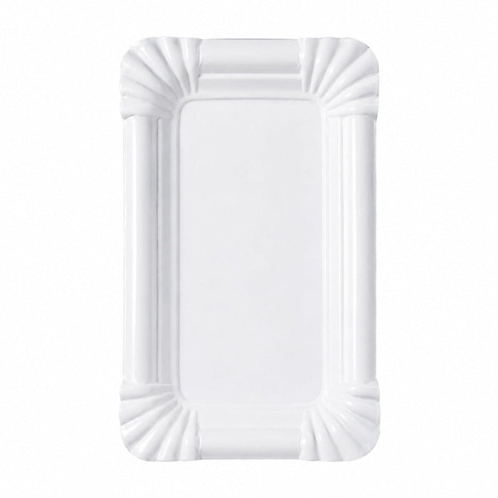 Plato rectangular de cartón blanco 160x105mm - 2000Uds