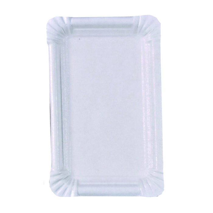 Plato rectangular de cartón reciclado blanco 175x110mm - 2500Uds