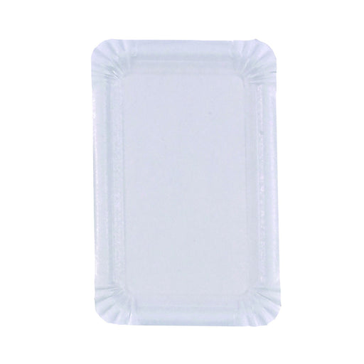 Plato rectangular de cartón blanco 130x200mm - 1500Uds