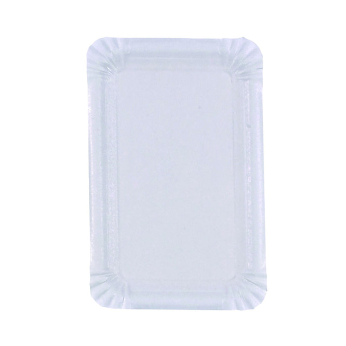 Plato rectangular de cartón blanco 130x200mm - 1500Uds