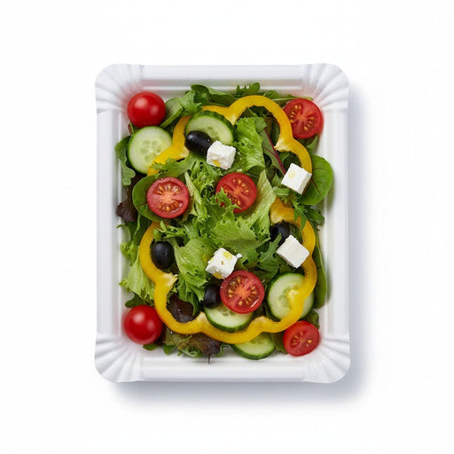 Plato rectangular de cartón blanco 200x165mm - 1000Uds