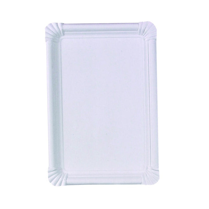 Plato rectangular de cartón blanco 260x180mm - 500Uds