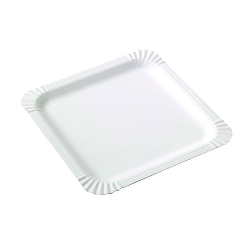 Plato cuadrado de cartón blanco 210x210mm - 500Uds