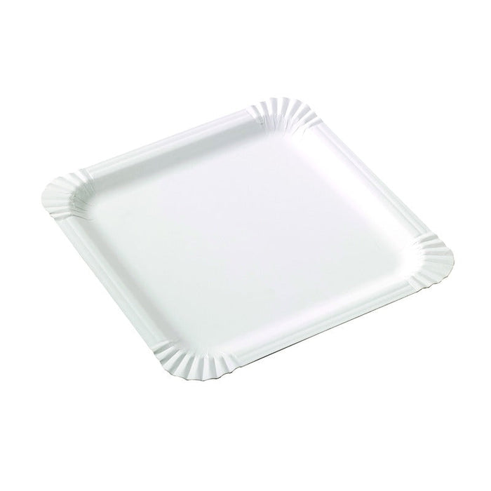 Plato cuadrado de cartón blanco 210x210mm - 500Uds