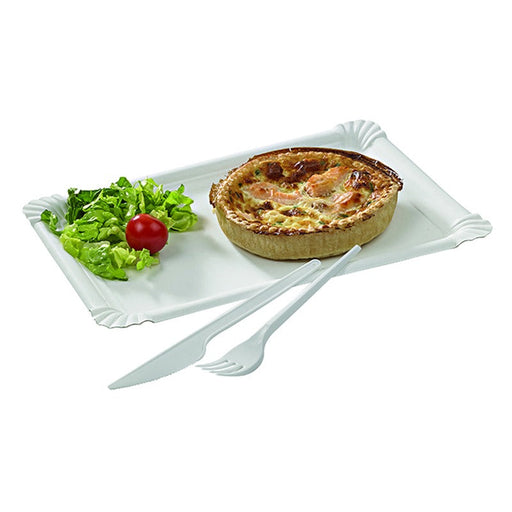 Plato rectangular de cartón blanco 110x240mm - 1500Uds