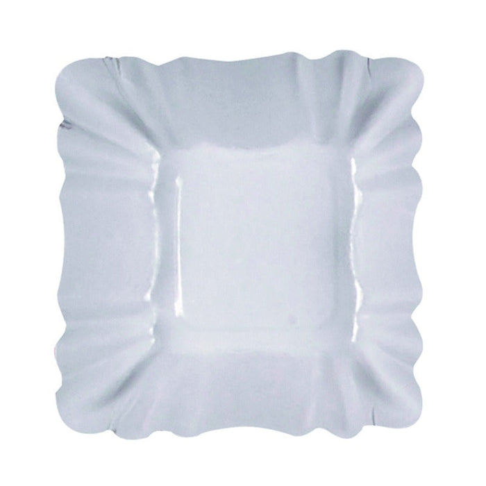 Plato hondo cuadrado de cartón laminado blanco 90x90mm A30mm - 2000Uds