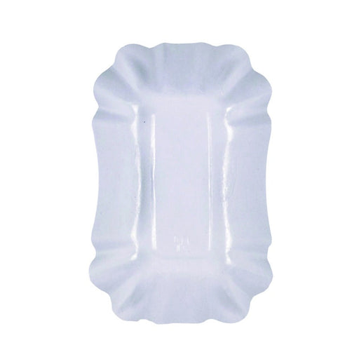 Plato hondo rectangular de cartón laminado blanco 140x90mm A30mm - 2000Uds