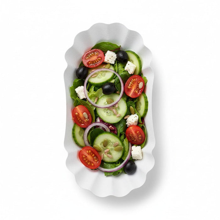Plato hondo ovalado de cartón laminado blanco 195x110mm A32mm - 1000Uds