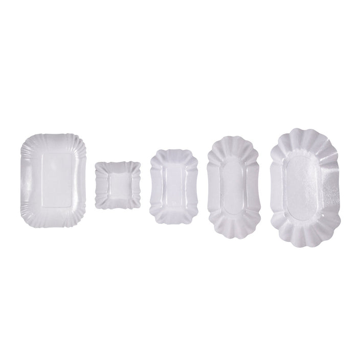 Plato hondo ovalado de cartón laminado blanco 180x130mm A30mm - 1000Uds
