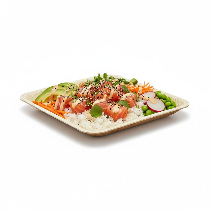 Plato cuadrado de hoja de palmera 160x160mm A20mm - 100Uds