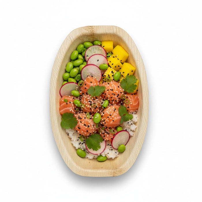 Bandeja ovalada de hoja de palmera 360x240mm A25mm - 50Uds